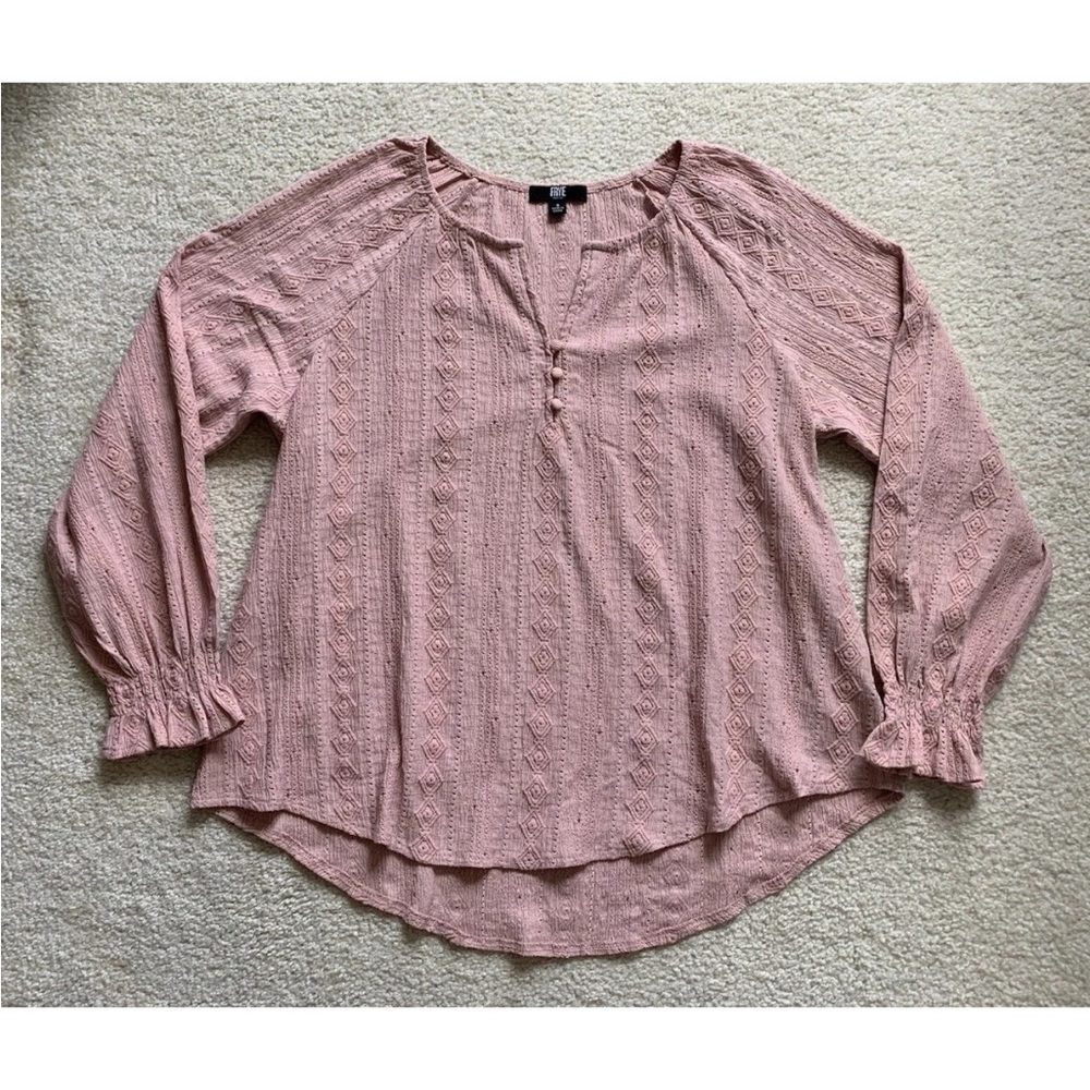 Frye Textured Peasant Top Womens S Bishop Sleeve Dusty Pink Poet Edwardian Boho